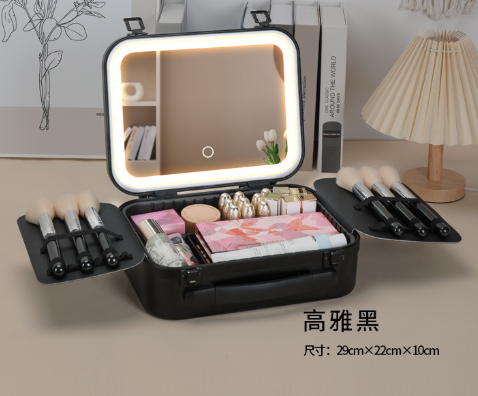 Contenitore per cosmetici per truccatori di grande capacità con luce LED e specchio
